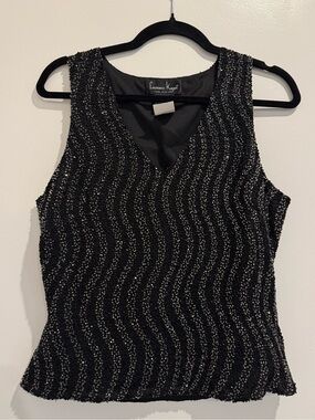 Laurence Kazar Black Evening Shell with Silver Beadwork
